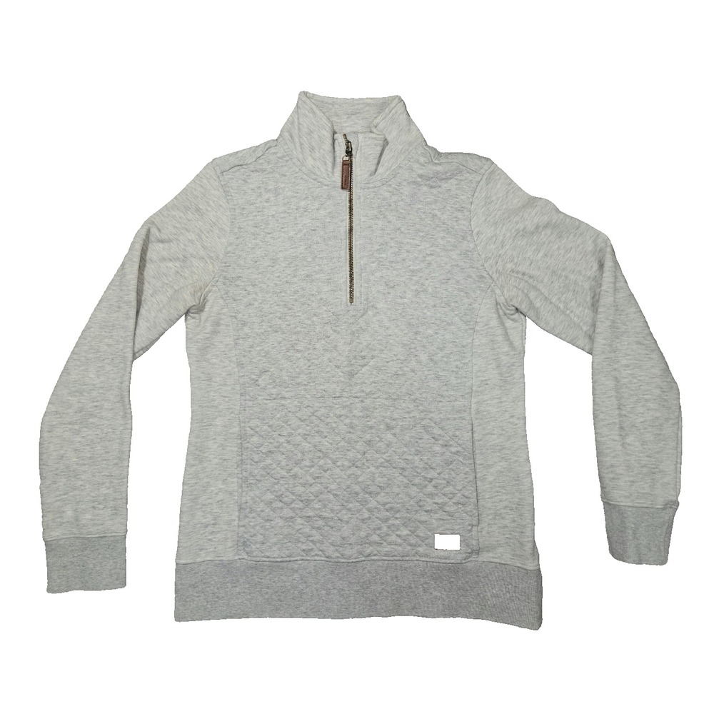 LL Bean Womens XS Regular Pullover Fleece Sweater Oatmeal Gray Quilted Sweatshir